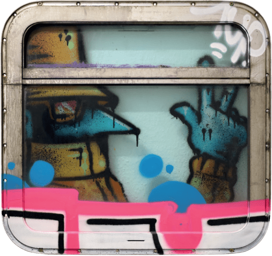 Trenitalia | 2000 81 x 76 cm | Spraylack auf Zugfenster