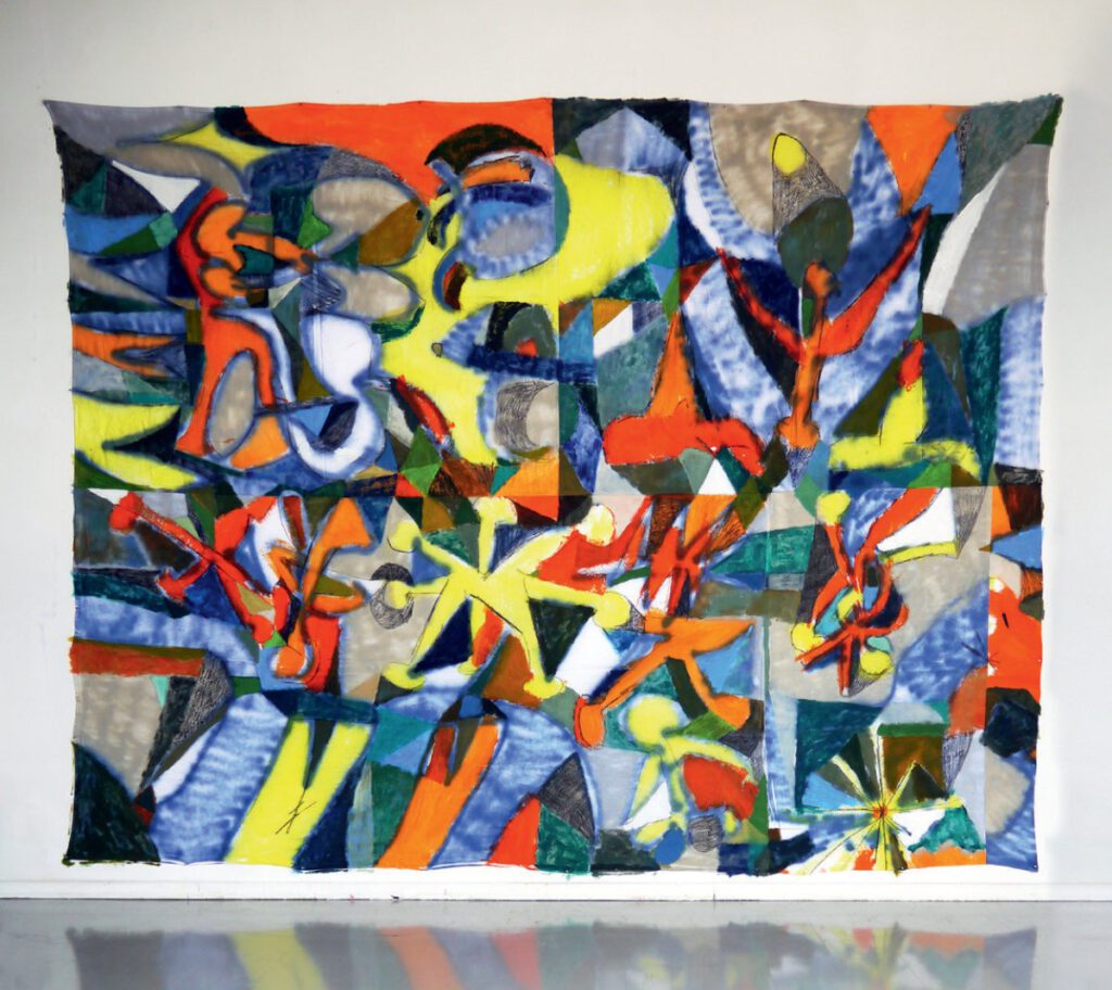 MOTION OF GRAFFSCAPES Urban Alchemist | acrylic , wax crayon on canvas | 325 x 255 cm | 2019