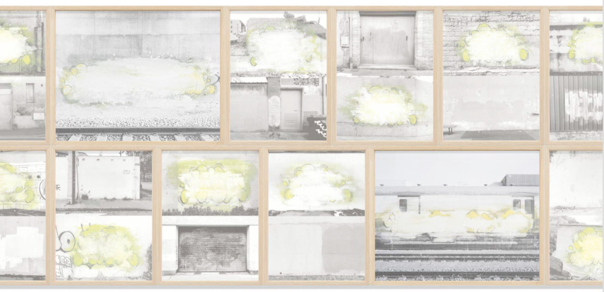 TILT - Installation Buffing (various) | 24 × 30 cm and 24 × 18 cm | spray paint, acrylic, acetone and anti graffiti on photograph | 2026 TILT - Installation Buffing (various) | 24 × 30 cm and 24 × 18 cm | spray paint, acrylic, acetone and anti graffiti on photograph | 2026